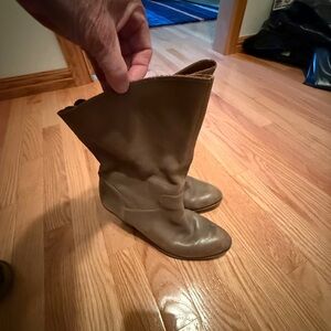 Lucky Brand Taupe Slouch Mid-Calf Leather Boots